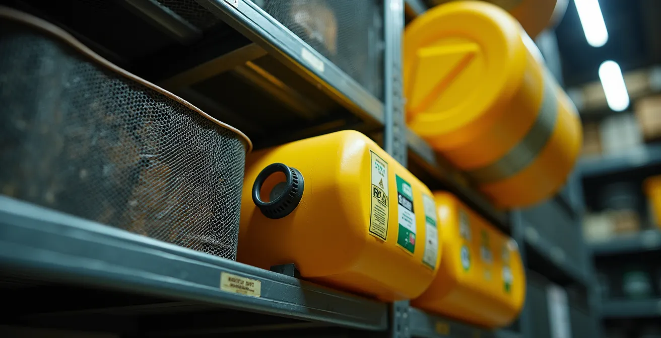 Almacén de fitosanitarios correctamente organizado según normativa ROPO