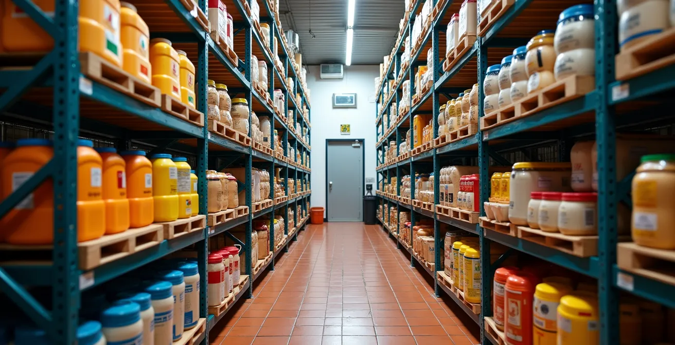 Almacén de productos fitosanitarios correctamente organizado según normativa española