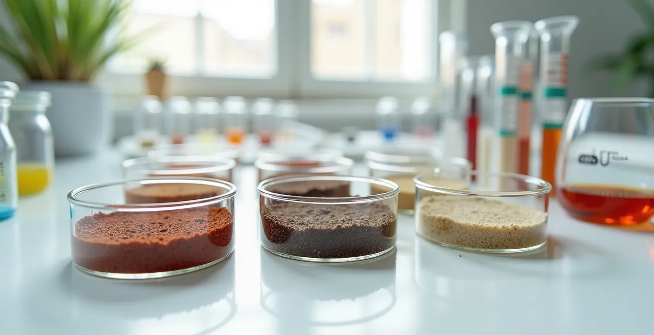 Muestras de suelo españolas preparadas para análisis de laboratorio