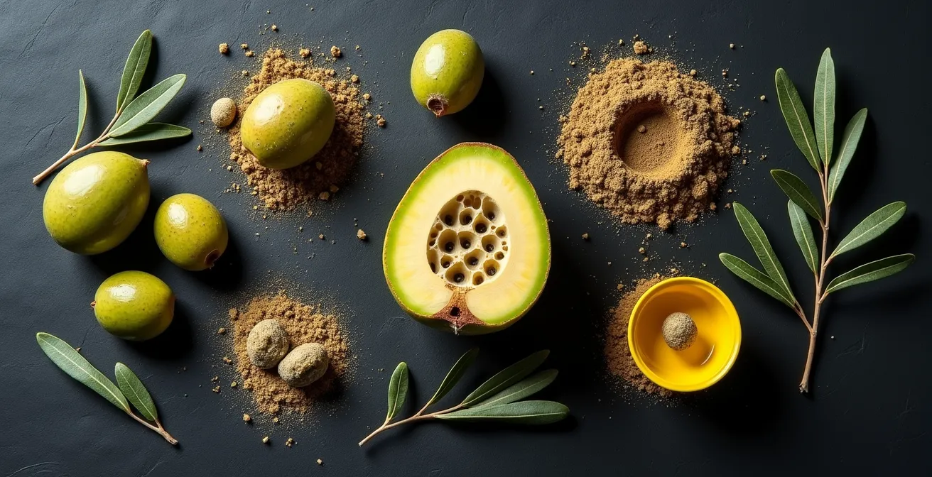 Infografía visual del ciclo de vida de la mosca del olivo con ventanas de actuación marcadas